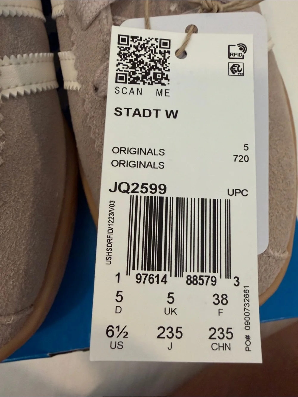 adidas Women's Beige and White Suede Sneakers - Picture 6 of 6